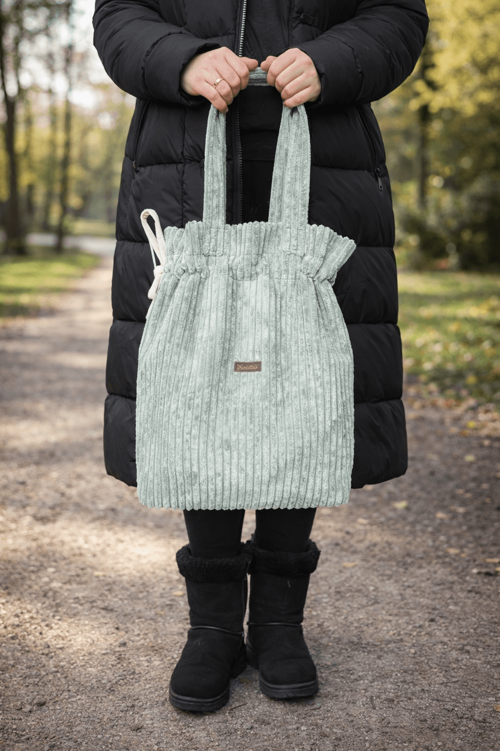 Torba handmade sztruksowa miętowa 1 Torba handmade sztruksowa miętowa