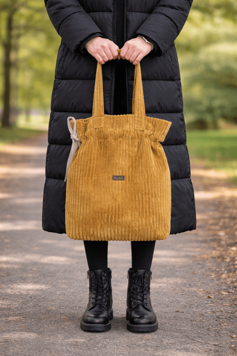 Torba handmade sztruksowa miodowa