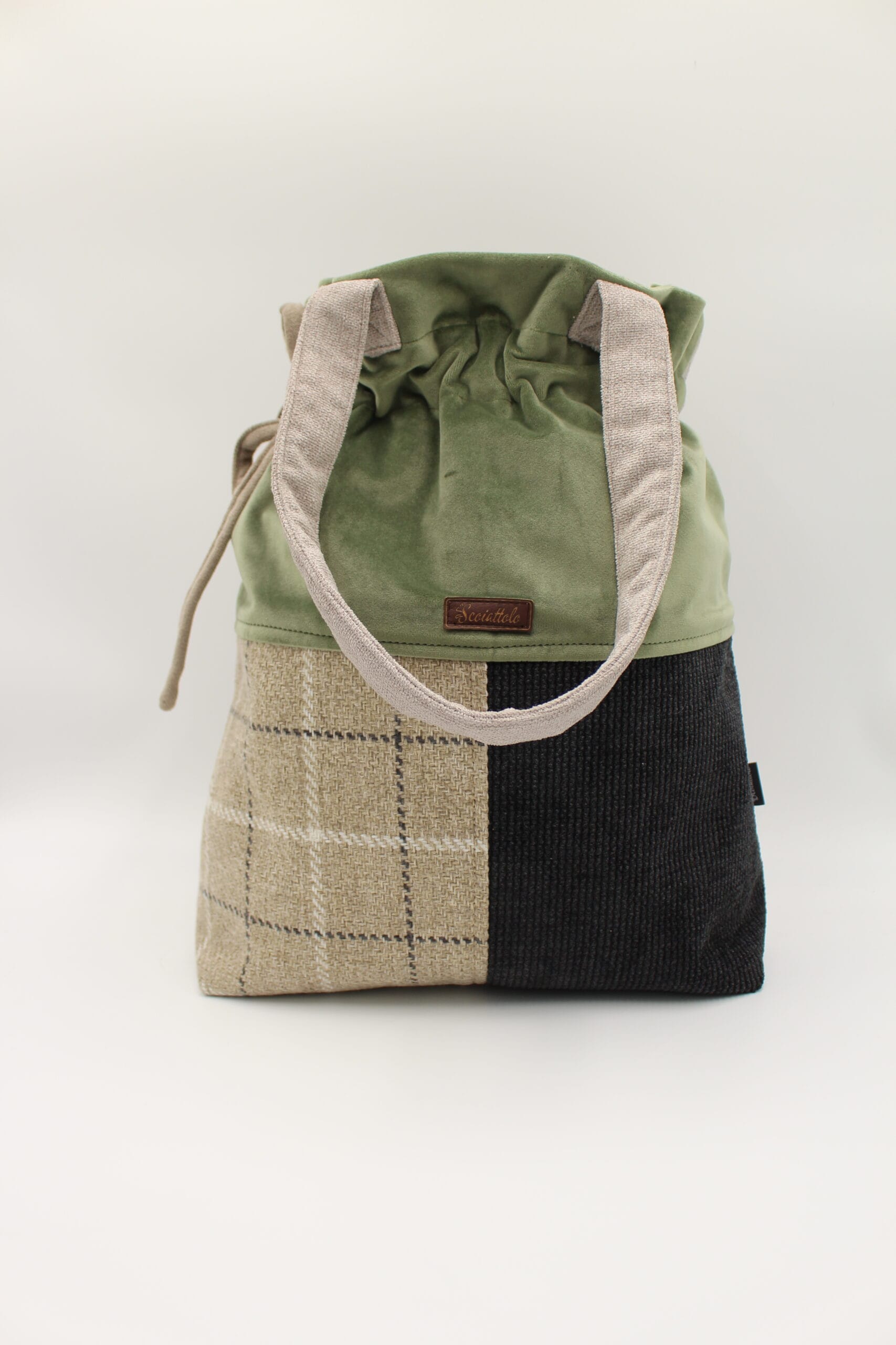 Torba na ramię handmade patchwork Oliwkowa Beżowa Czarna 5 Torba na ramię handmade patchwork Oliwkowa Beżowa Czarna