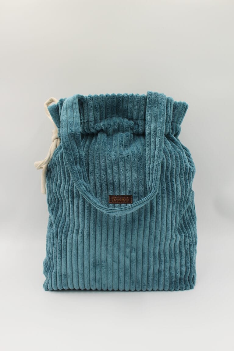 Torba handmade sztruksowa turkusowa