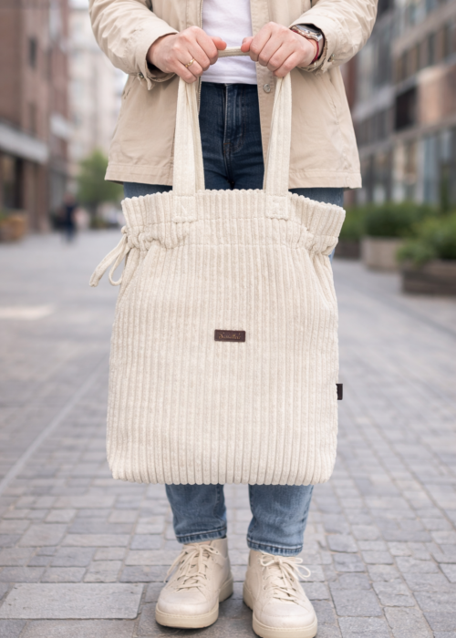 Handmade ecru shopper bag