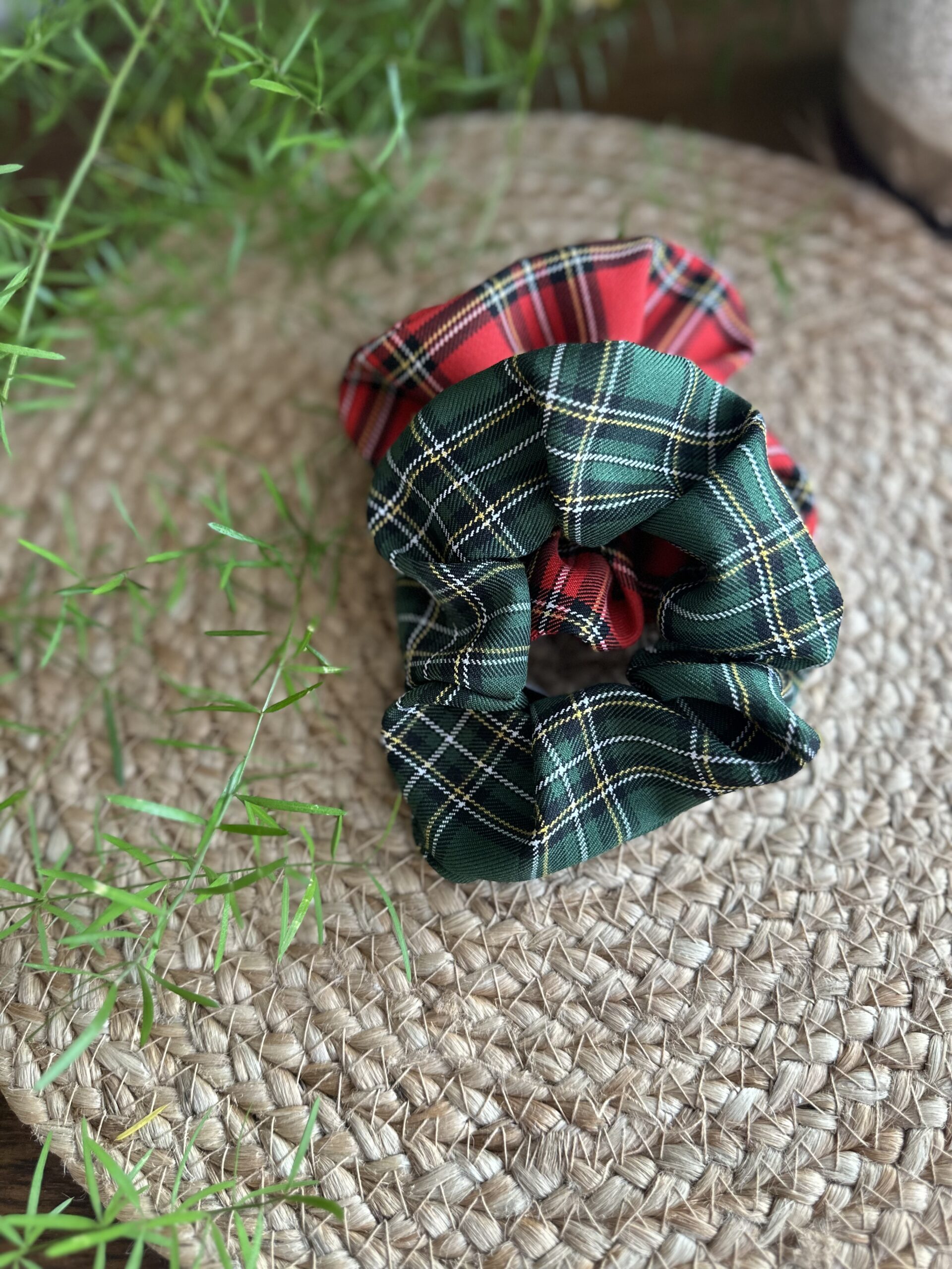 Set of two handmade checkered hair bands