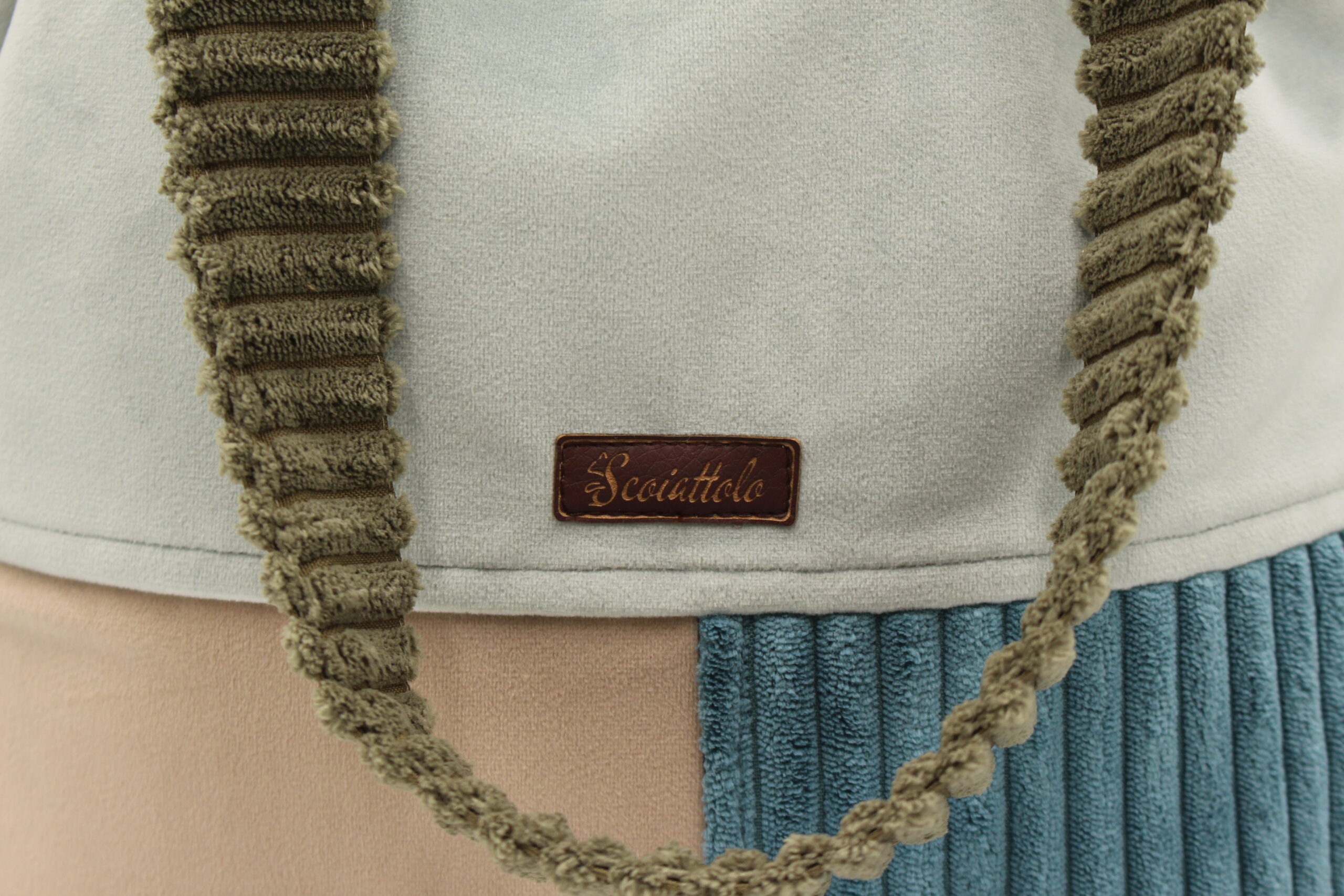 Corduroy shopper bag, sea beige, khaki blue - Image 3