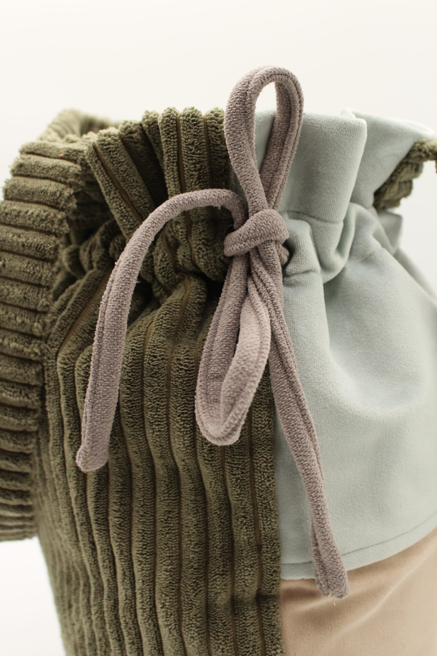 Corduroy shopper bag, sea beige, khaki blue - Image 2