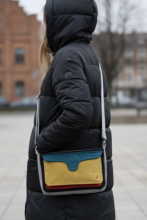 Colorful patchwork messenger bag