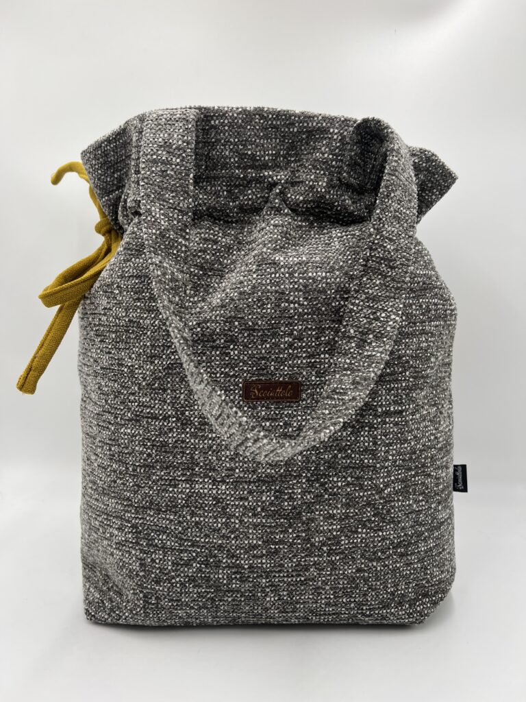 Szara torba shopper z miodowym sznurkiem