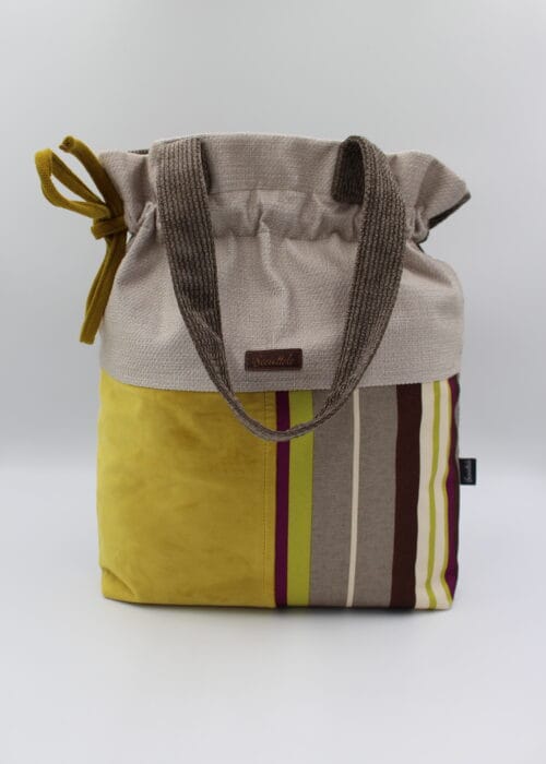 Home 19 Torba shopper patchwork beżowa miodowa w paski