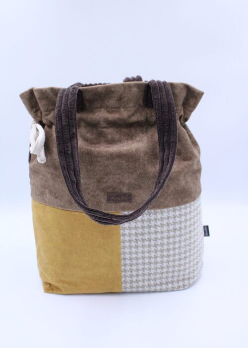 Home 15 Torba patchwork shopper brązowa miodowa w pepitkę