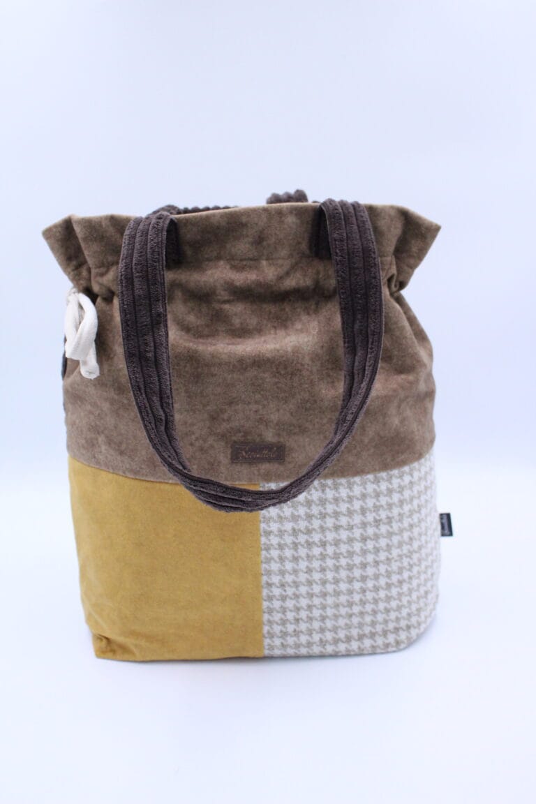 Torba patchwork shopper brązowa miodowa w pepitkę