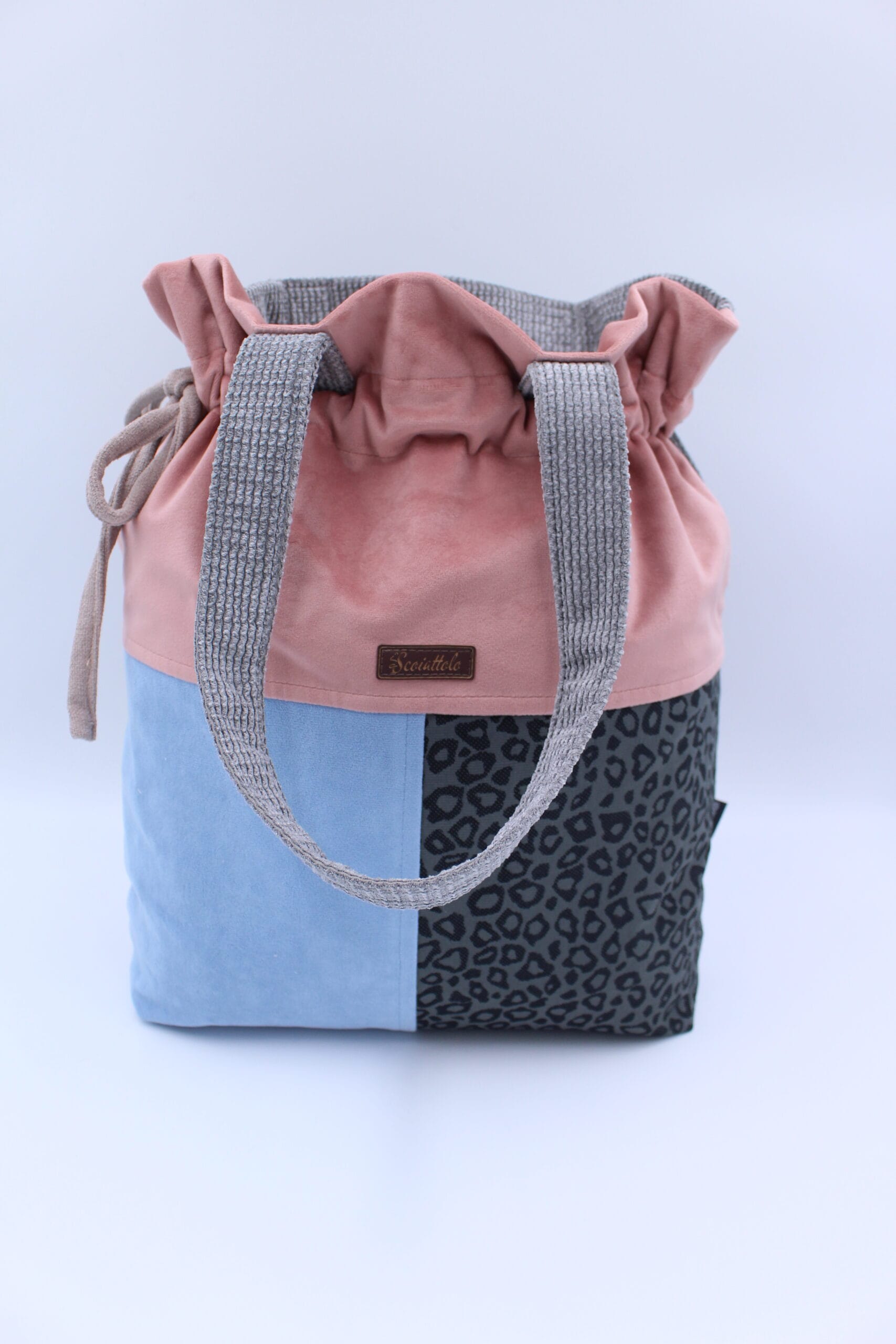 Torba shopper patchwork panterka i pudrowy róż 1 Torba shopper patchwork panterka i pudrowy róż