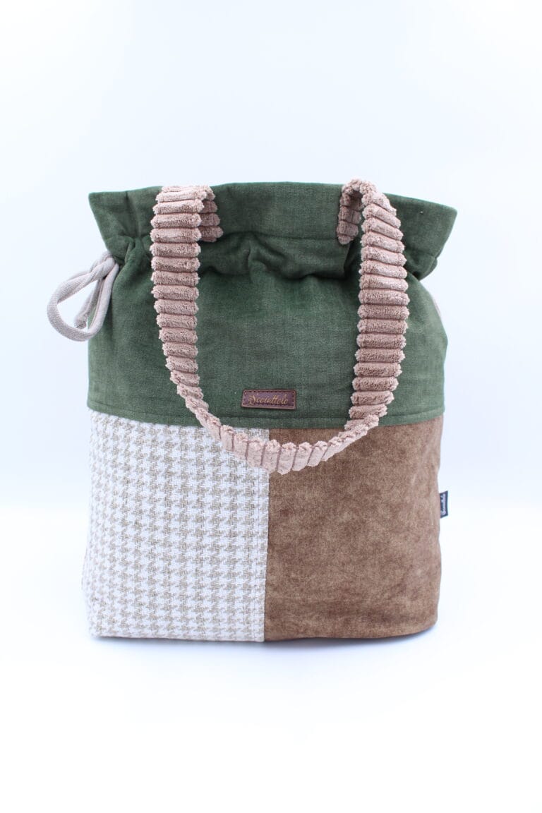 Torba shopper patchwork leśna zieleń i brąz