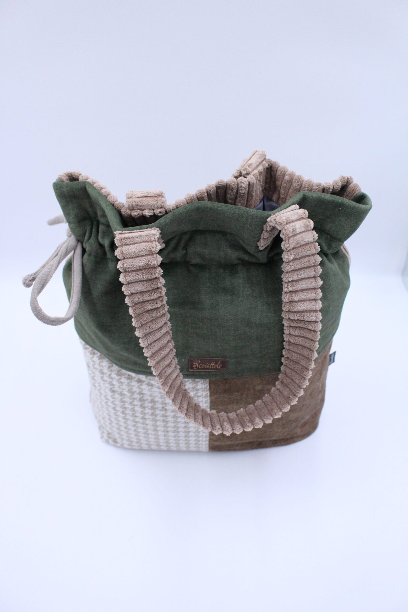 Torba shopper patchwork leśna zieleń i brąz 7 Torba shopper patchwork leśna zieleń i brąz - obrazek 7