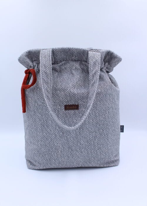 Home 21 Torba shopper handmade szara z czerwonym sznurkiem